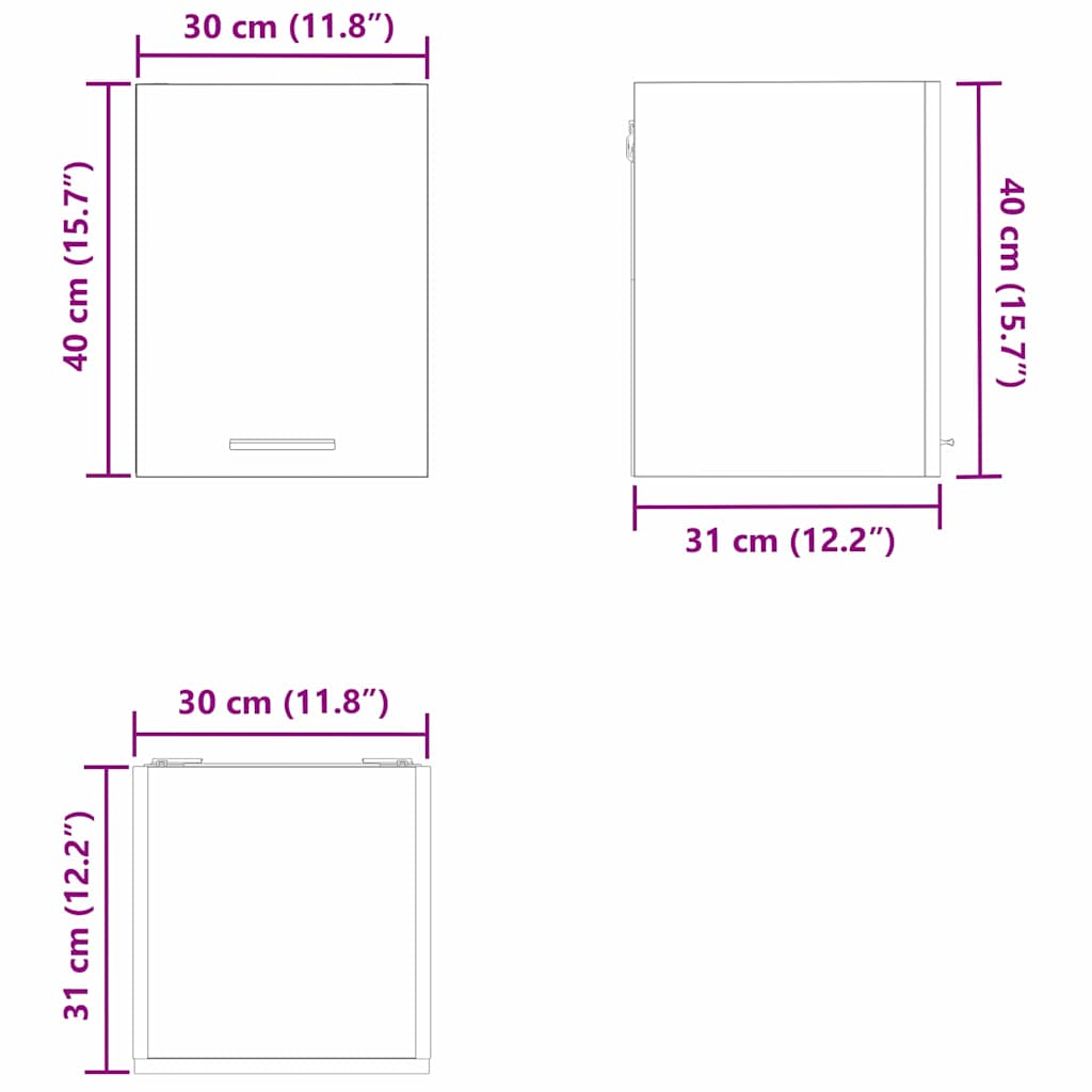 Riga Wall Mounted Cabinet Set of 2 Sonoma Oak & White 30 x 31 x 40 cm