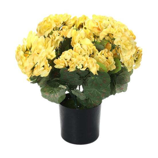 Artificial Geranium Flowers for Outdoors 13" Potted Fake Geraniums Bush UV Resistant Faux Silk Flower