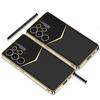 Luxury Leather Gold Plating Frame Phone Case For Samsung Galaxy S23 S24 S25 Ultra Soft Edge S25Ultra S24Ultra Protection Cover