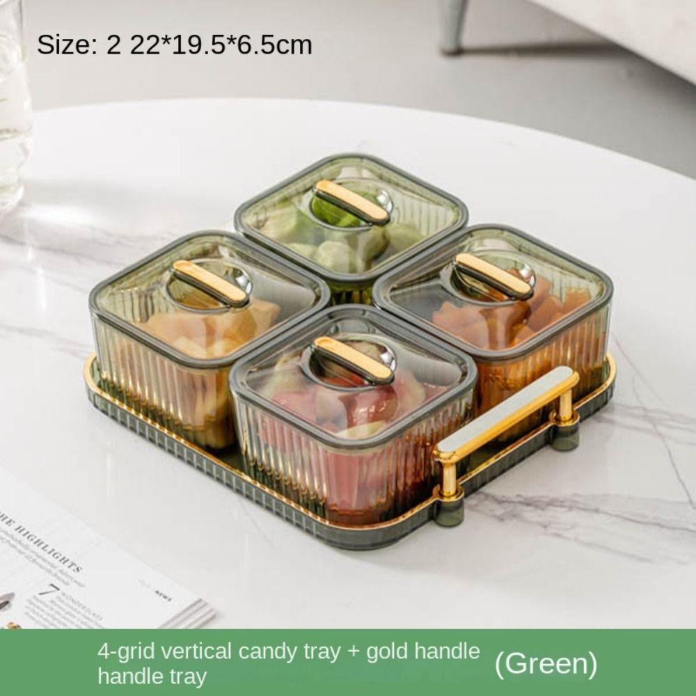 3/4/6 Grid with Lids Fruit Plate Transparent Household Tray Teas Snacks Display Plates Living Room