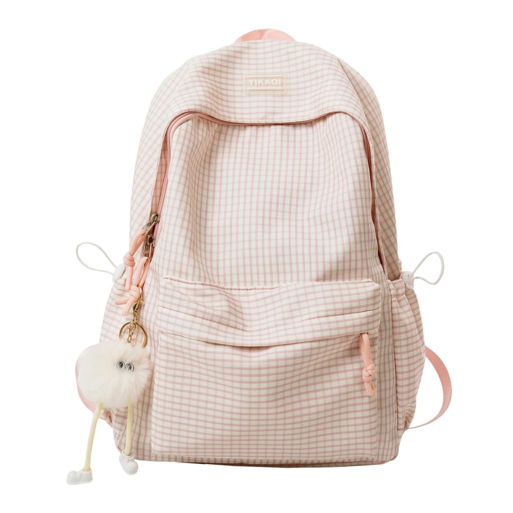 Schoolbag Japanese ins new idyllic sweet candy color plaid backpack female student casual light shopping backpack