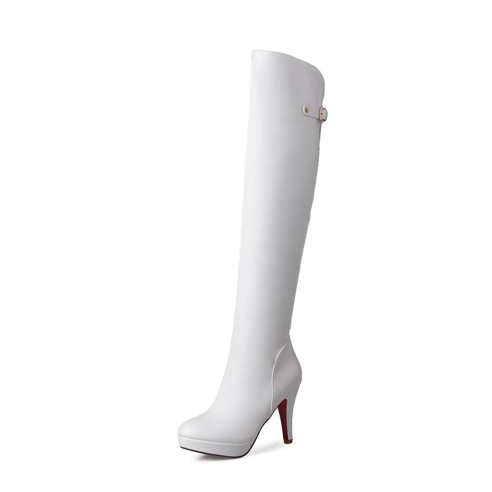 Black High top Heels Over The Knee Women Platform Thigh Autumn Winter Long Sexy White Red 31 46 for Adult Women