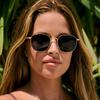 Fashion Square Metal Sunglasses For Women Men Blockage With Gray Lenses For Outdoor Activities