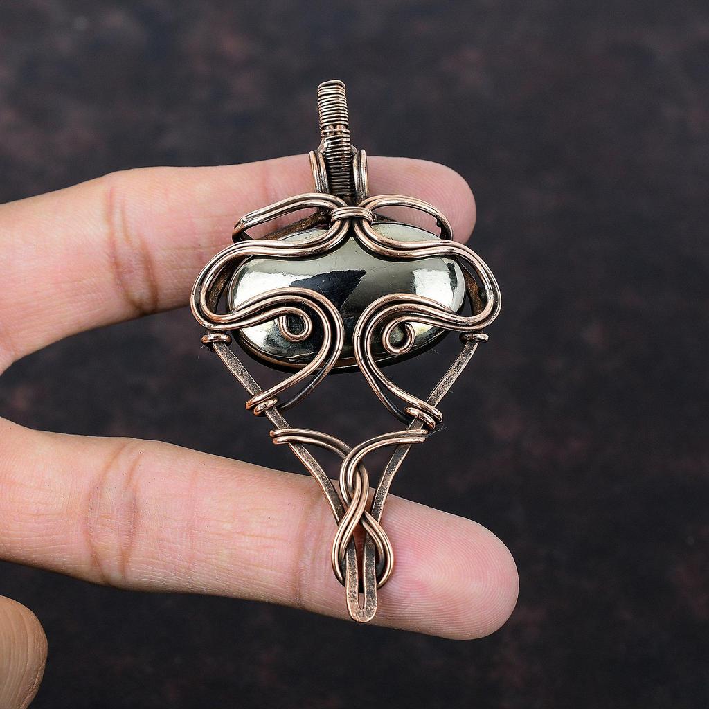 Pyrite Pendant Copper Wire Wrapped Gemstone Pendant Amazing Pendant Copper Pyrite Jewelry Handmade Pendant Gift For Her Wire Wrapped Jewelry