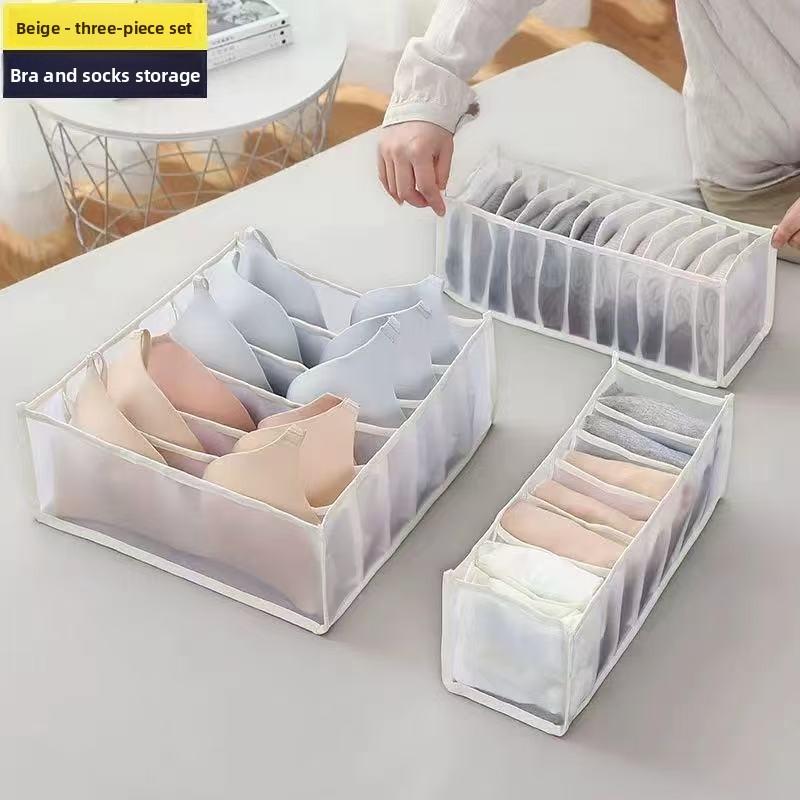Storage Set, Mesh Divided Underwear Storage Box, Wardrobe Drawer Storage Artifact, Sorting Bag, Socks, Underwear Multi Grid Storage