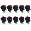 10Pcs Kcd11 Diameter Small Round Boat Rocker Switches Black Mini Round Black White Red 2 Pin On-Off Rocker Switch