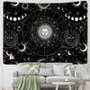Weißer schwarzer Sonne-Mond-Mandala-Sternenhimmel-Wandteppich, Wandbehang, böhmischer Zigeuner, psychedelischer Tapiz, Hexerei, Astrologie, Wandteppich