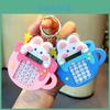 Adorable Bunny Calculator Keychain Soft Rubber Cute Keyring For School Bags And Gifts