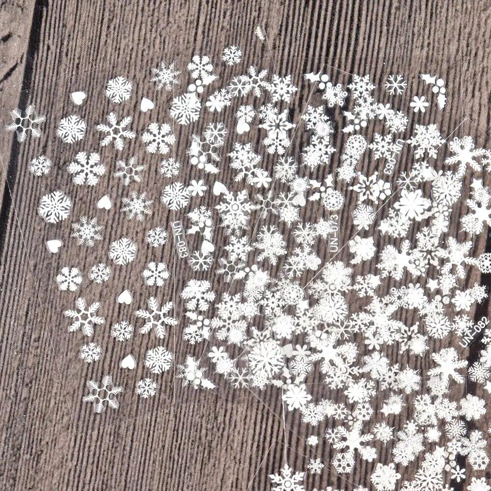 30 Sheets Christmas Nail Art Stickers Self Adhesive 3D White Snowflake Nail Decals Xmas Nail Supplies Christmas Manicure Sliders
