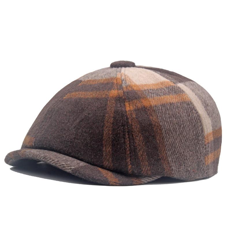 Kostkovaný osmihranný klobouk Baret Podzim Zima Pánský teplý klobouk Vlna Kostkovaný Newsboy Klobouk Britský Dámský Malířský klobouk