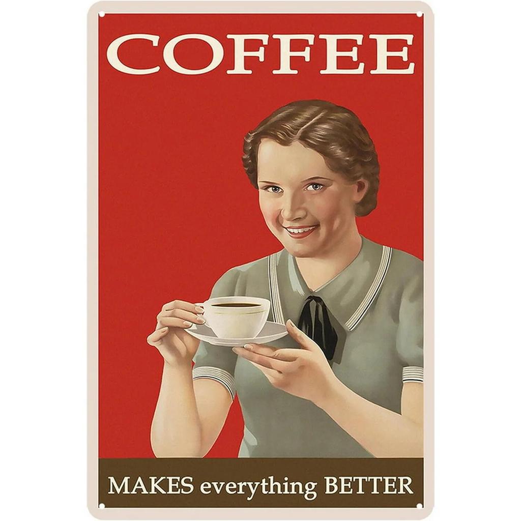Coffee Metal Tin Signs Vintage Plaque Metal Plate Retro Wall Art Posters for Cafe Kitchen Bar Pub Clubs Iron Painting Decoration
