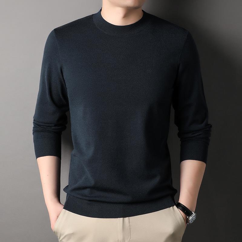 Autumn and Winter Men's Half Turtleneck Long-sleeved Knitted Sweater Including Young and Middle-aged Bottoming Shirt for Men