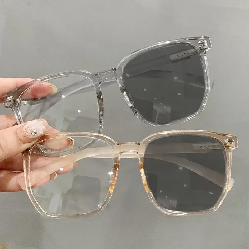 Lunettes de vue carrées unisexes pour femmes et hommes, verres solaires photochromiques finis, dioptrie 0 à -4,0, verres de myopie changeants de couleur
