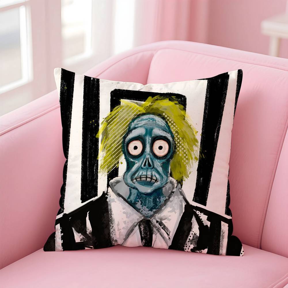 Horrible B-Beetlejuices Movie Pillow Case Anti-dustmite Pillowcase Invisible zipper silky short plush Sofa cushion cover
