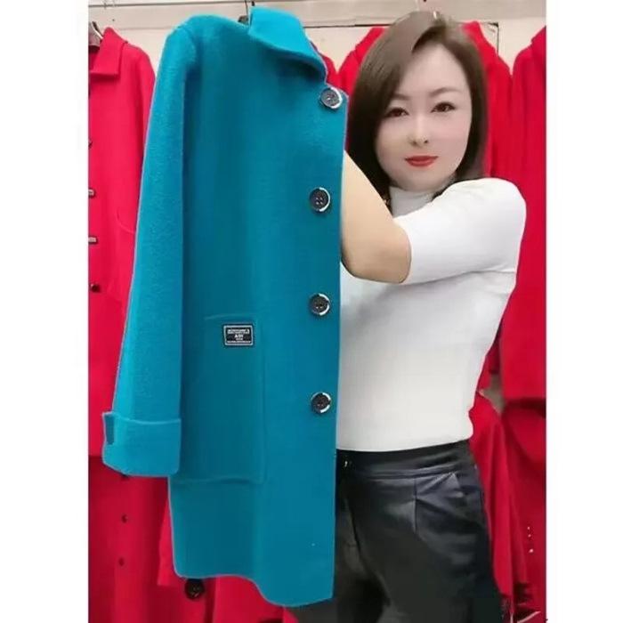 Autumn-Winter Wool Coat for Women: Loose, Plus Size, Elegant Outerwear for Middle-aged & Elderly