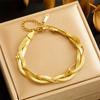 Gold Plated Layered Herringbone Bracelet Dainty Twist Chain Bracelet for Women