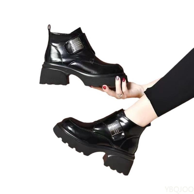 Fashionable Minimalist Thick Soled Women's Autumn Winter New Round Toe Thick Heel Anti Slip Wear-resistant Short Boots