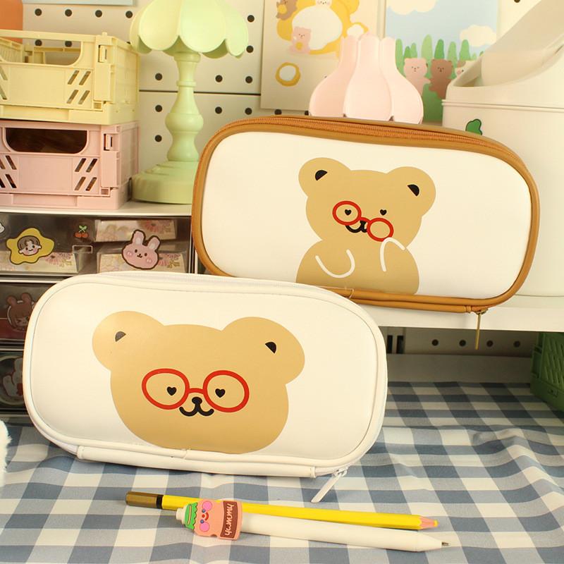Kawaii Bear Pencil Case With Large Capacity For Students And Girls