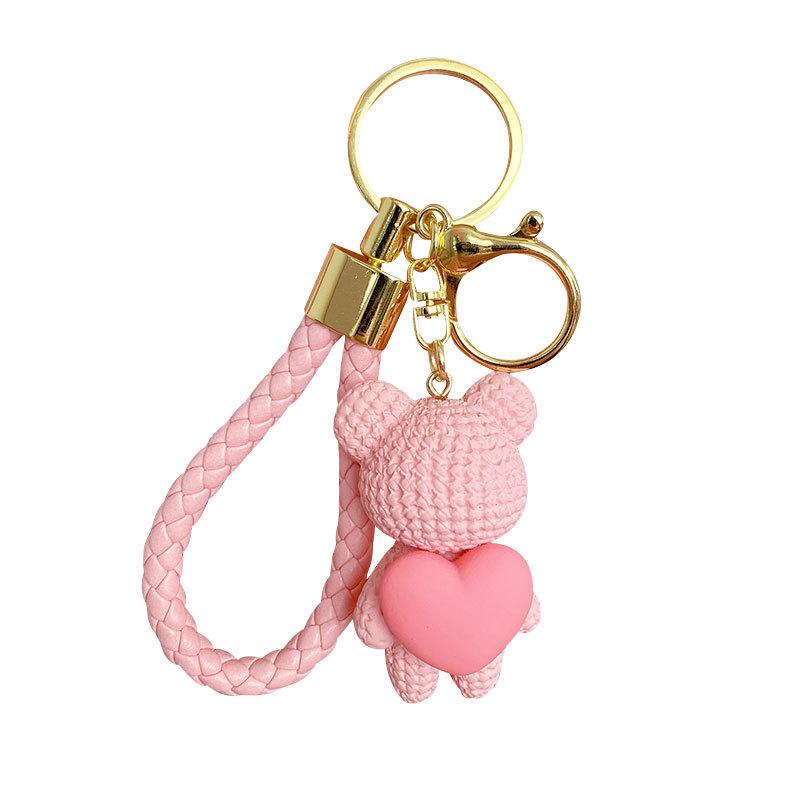 Lovely Bear Keychain Cartoon Love Bear Couple Keychain  Bear Keychain Pendant Backpack Decoration Accessories Gifts