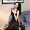 2026 French Hepburn-Style Petite Black Spaghetti Strap Dress for Women