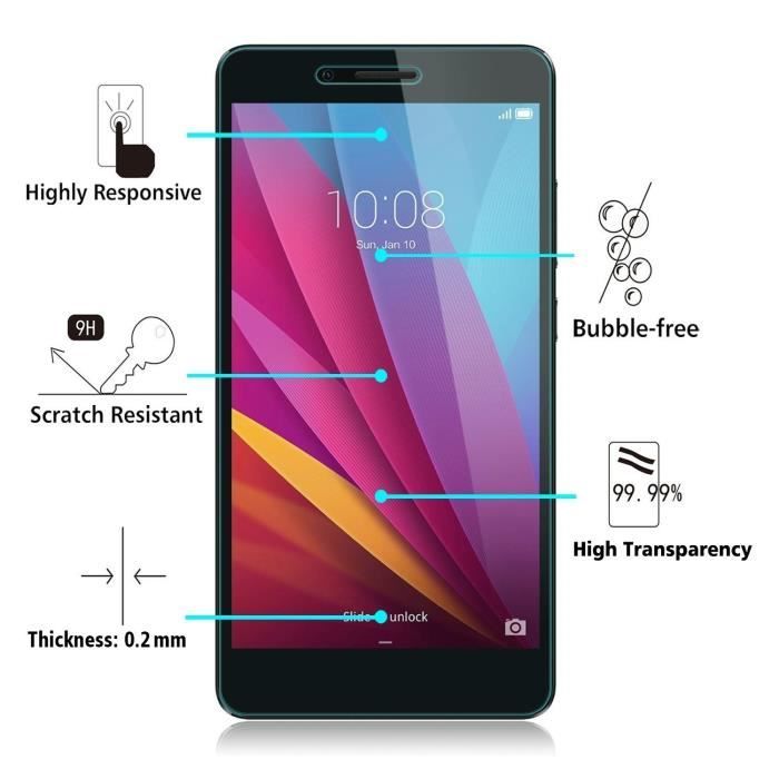Case HUAWEI HONOR 5X - Transparent Silicone + Tempered Glass Screen Protector [Phonillico®]
