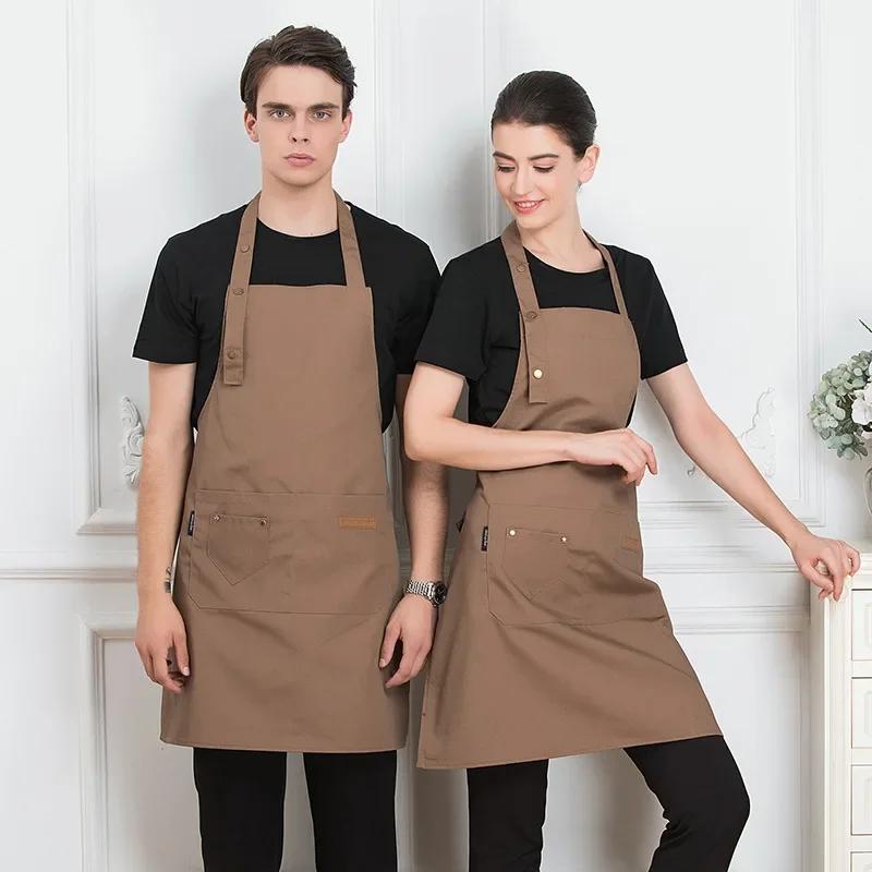 Wasserdichte Küchenschürzen für Frau Mann Koch Arbeitsschürze für Grill Restaurant Bar Geschäft Cafés Beauty Nagelstudios Uniform