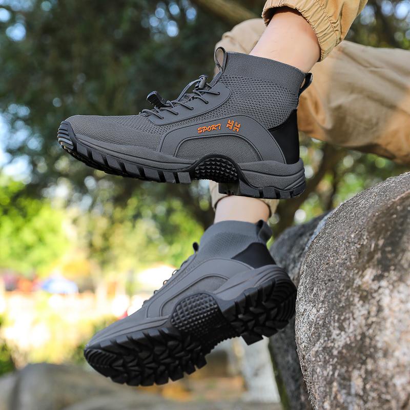 Sapatos de Caminhada Masculinos de Cano Alto Malha Respirável Tênis Outdoor Masculinos Antiderrapantes Casuais Esportivos para Trekking Exercício