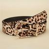 Women'S Fashion Gold Needle Button Leopard Pattern Belt Vintage Pu Leather Women'S Belt Paired With Jeans