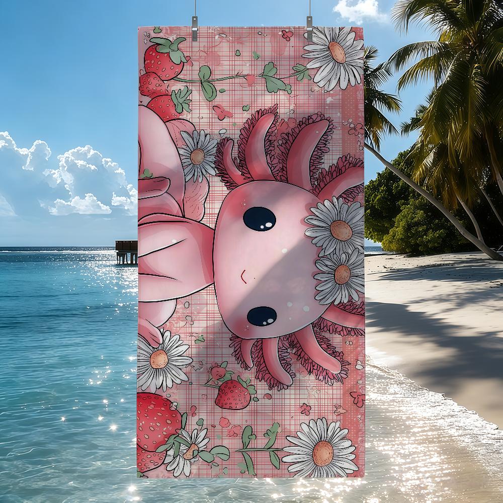Axolotl Cartoon kawaii ROZE Handdoek Sneldrogende Strandhanddoeken Zijn Geschikt Voor Zwembaden Kamperen Yoga En De Sportschool
