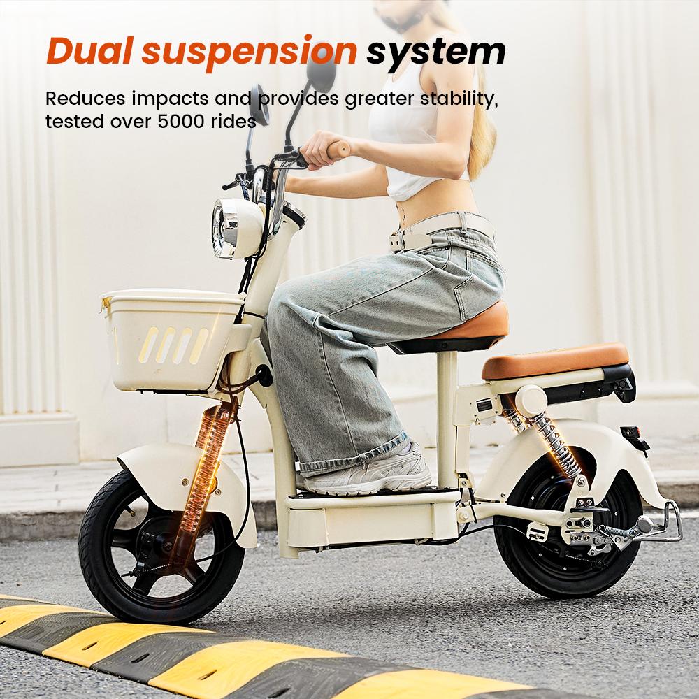 Trotinetă Electrică Y16 cu Coșuri Duble și Pernă Scaun Spate 1200W 20Ah Roți 14'' Viteză Maximă 25KM/H Autonomie 90-100KM escooters