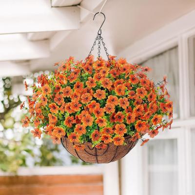 Cesto Appeso Fiori Artificiali Autunnali Resistente ai Raggi UV per Giardino Esterno Cortile Patio Portico