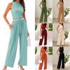 2026 Women's Knit Casual Two-Piece Set: Short Tank Top & Wide-Leg Sports Pants