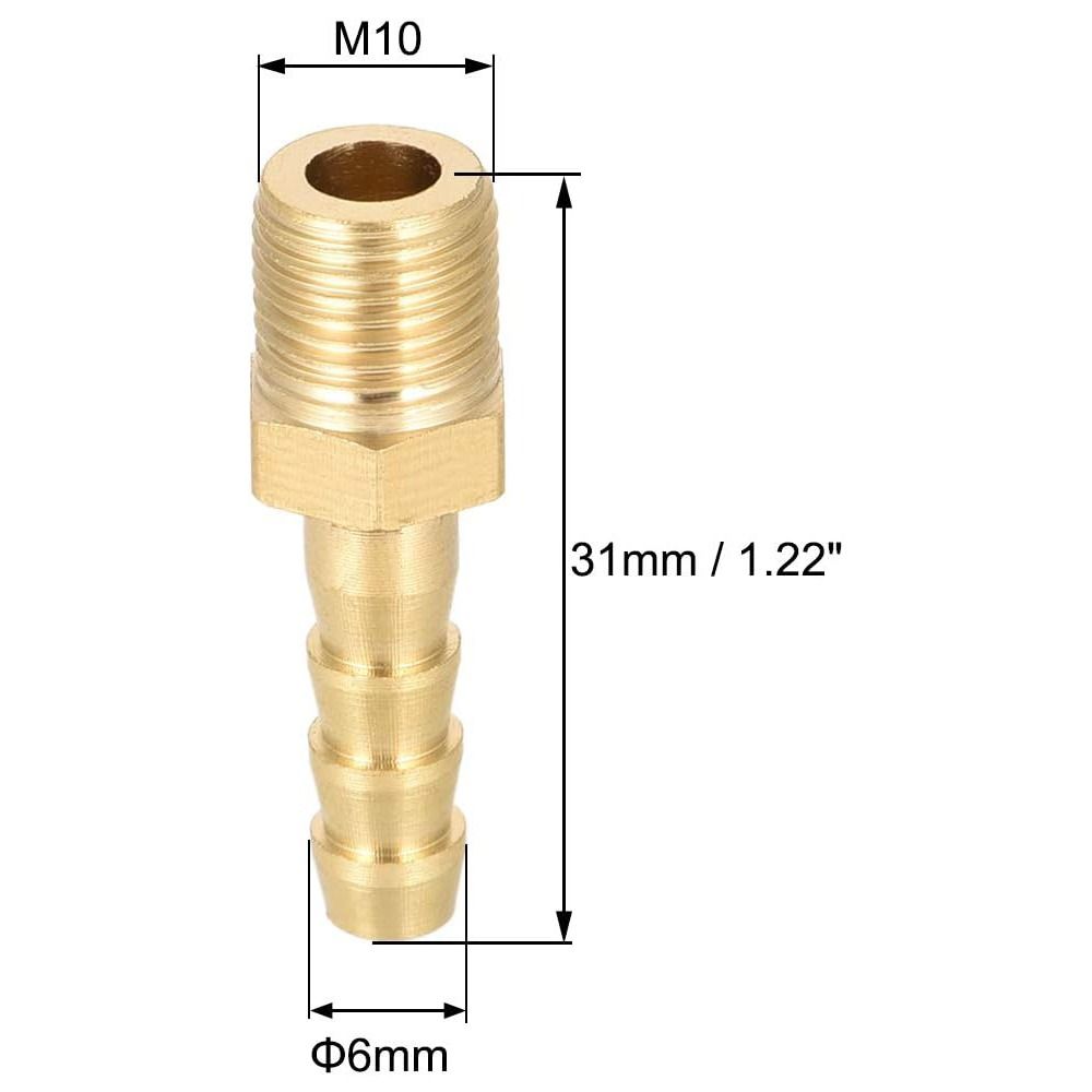 2PCS M14-1.5 M10-1 Fitting Connector Metric Male To Barb Air, Water, Fuel, Oil and Inert Gases