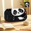 Süßes Panda-Print Doppellagiges Klappdeckel-Federmäppchen Geeignet für Schule & Reisen - Großes Fassungsvermögen Multifunktionaler Organizer mit Panda-Thema-Fächern