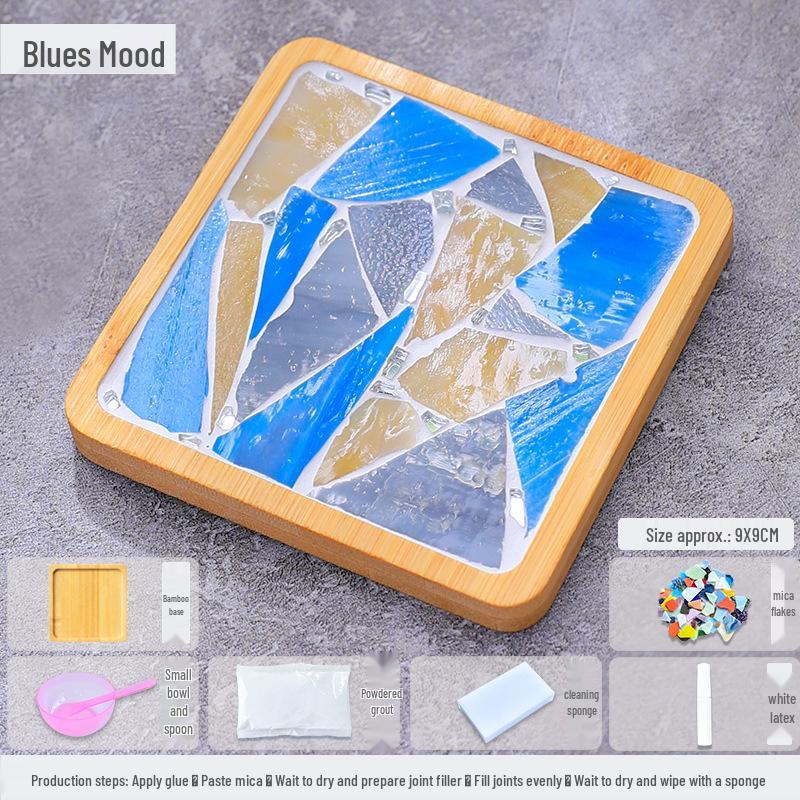 Sous-verre et dessous de plat en mosaïque de mica et bambou, kit de bricolage pour étudiants et enfants