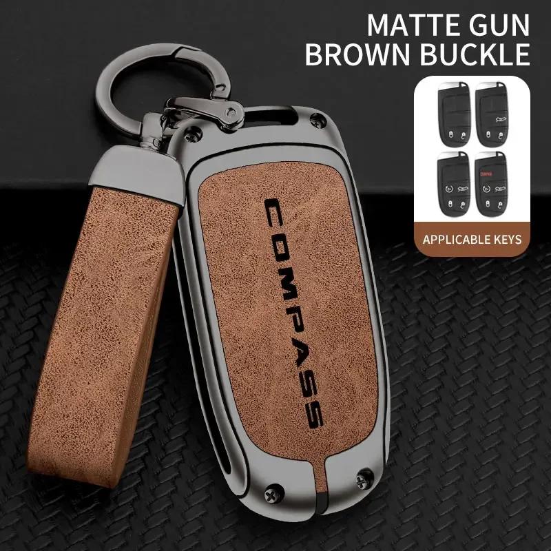 Suitable for Jeep Compass COMPASS Car Key Case 2021 2020 2019 2017 SUV Zinc Alloy High-end Leather Car Key Case Auto Accessories
