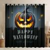Happy Halloween Curtain Pumpkin Curtains Trick Treat Gothic Night Drapes Horror Cartoon Window Room Darkening Made Of Polyester
