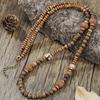 Collier Ethnique Homme Perles Tibétaines Agate Noire - Style Rétro Cadeau Surfeur