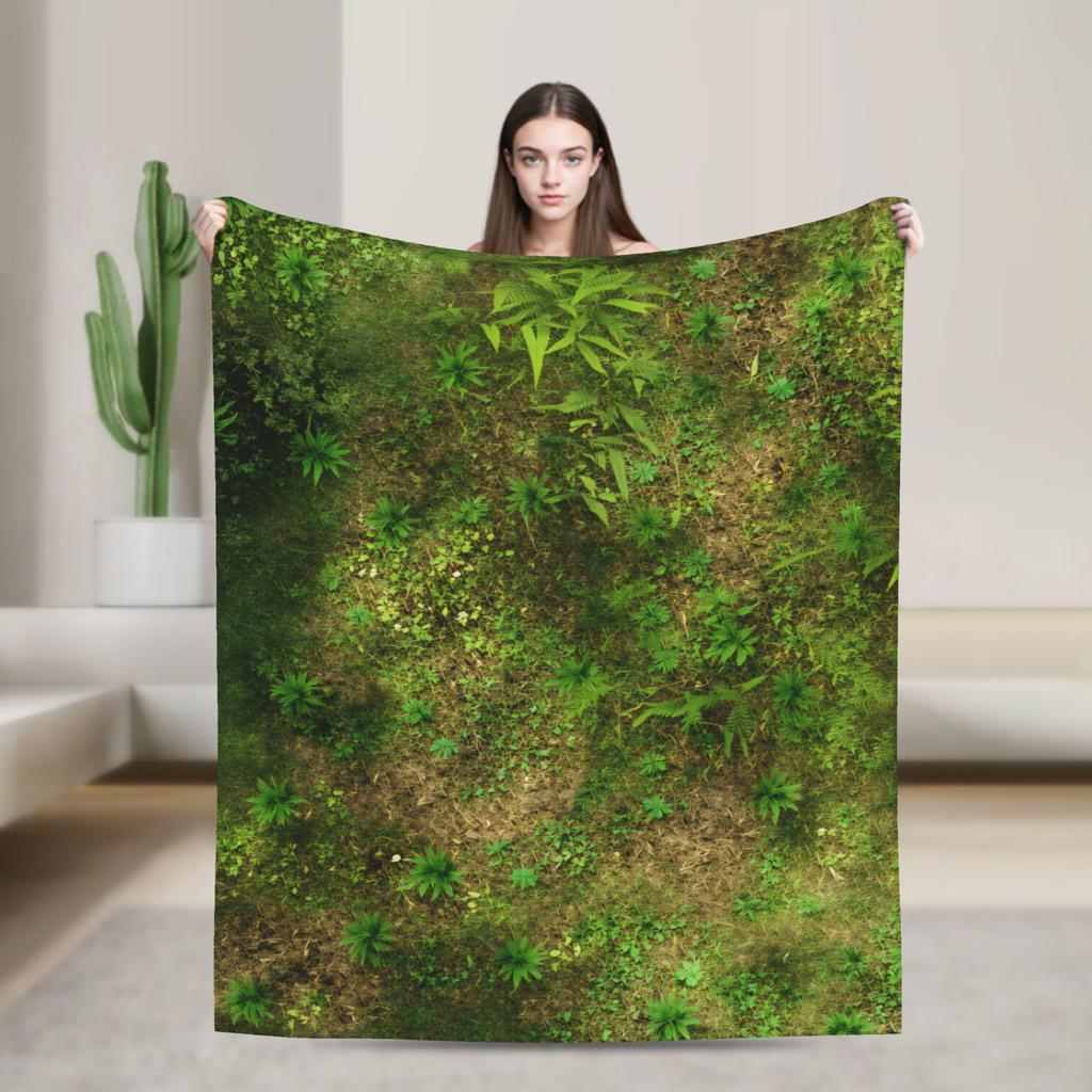 Grass Battlemat Grassland Land Greenery Blanket  Warm Soft Novelty Plush Throw Blanket For Couch Flannel Bedspread Bed Cover