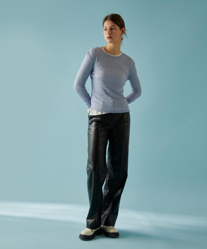 PINBLACK Leather Straight Pants Black