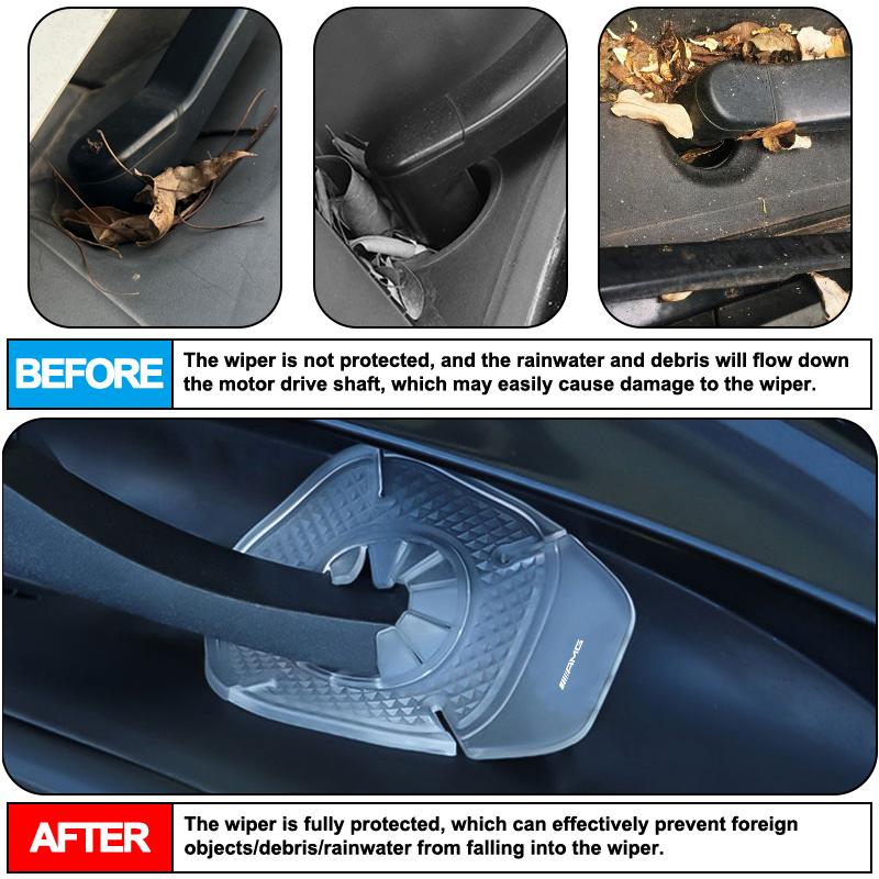 Car Windshield Wiper Protective Cover Dust Wiper Emblem Car Styling For Mercedes-Benz AMG C500 C200 C300 A B C E GLA CLA GLK GL ML GLE W204 W205 W203