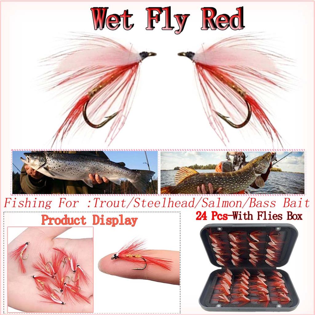24Pcs/Box Fly Fishing Wet Fly Lures with Fly For Trout Lure Bait Fishing Tackle