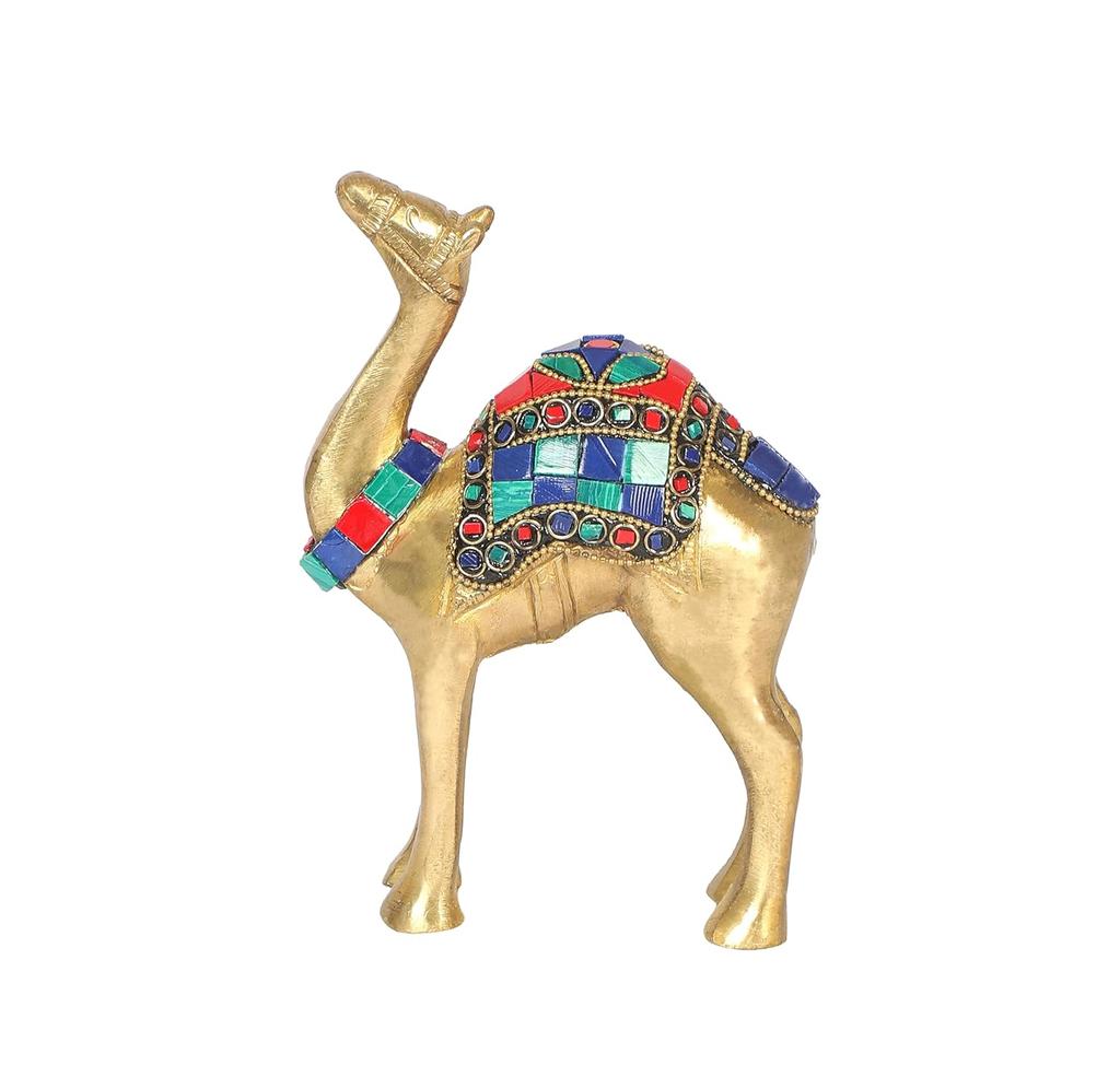 Original Brass Camel Showpiece, Camel Statue For Home Decor, Multi - 6 Inches
