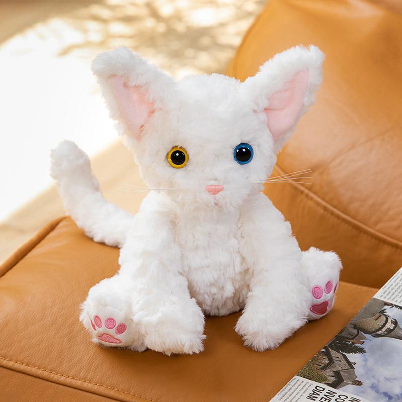 Cute Plamey Cat Plush Toy, Kurilian Bobtail Black Cat Stuffed Animal, Realistic Soft Cuddly Pillow, Gift for Cat Lovers