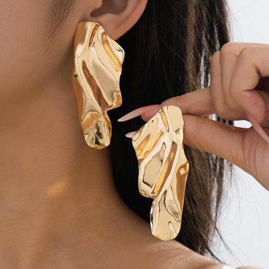 1 Pair Stud Earrings Geometric Irregular Design Metal Earrings Exaggerated Mirror Surface Drop Earrings Jewelry Gift