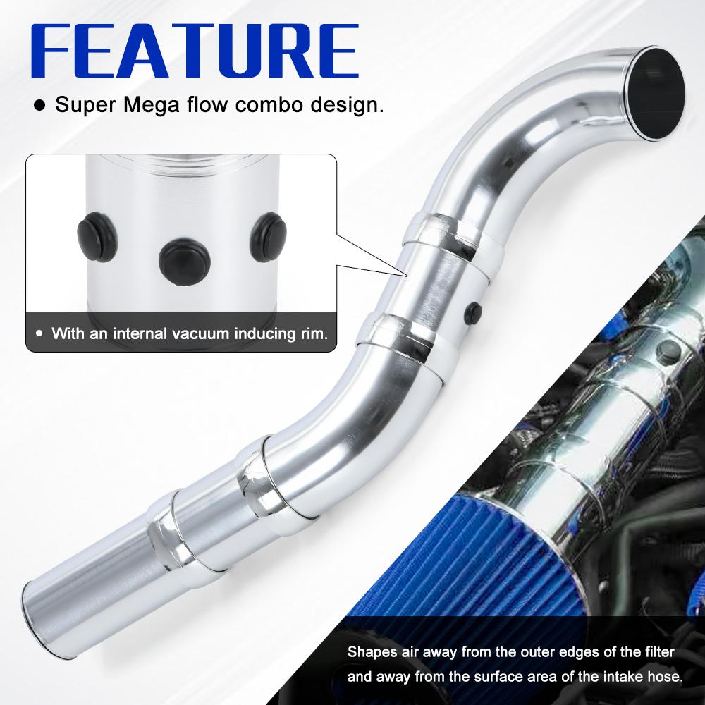 Universal 3 "76mm Air Inlet Pipe Aluminum alloy set Turbo Inlet Tube Direct Cold Air Filter Injection System Car intake pipe set