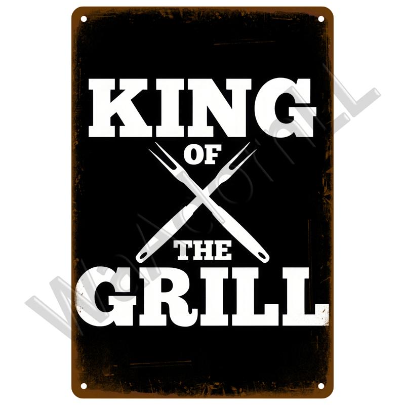 Vintage Tin Sign Dads BBQ Yard Outdoor Party Decoration BBQ Zone Metal Sign Plate Retro Barbecue Rules Slogan Decor Accessories