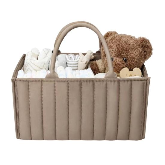 Blumenmuster Stepp Windeltaschen Stoff Aufbewahrungskorb Blumenmuster Baby Windel Organizer mit Griffen und herausnehmbaren Trennwänden für Kinderzimmer Auto Schlafzimmer Aufbewahrung