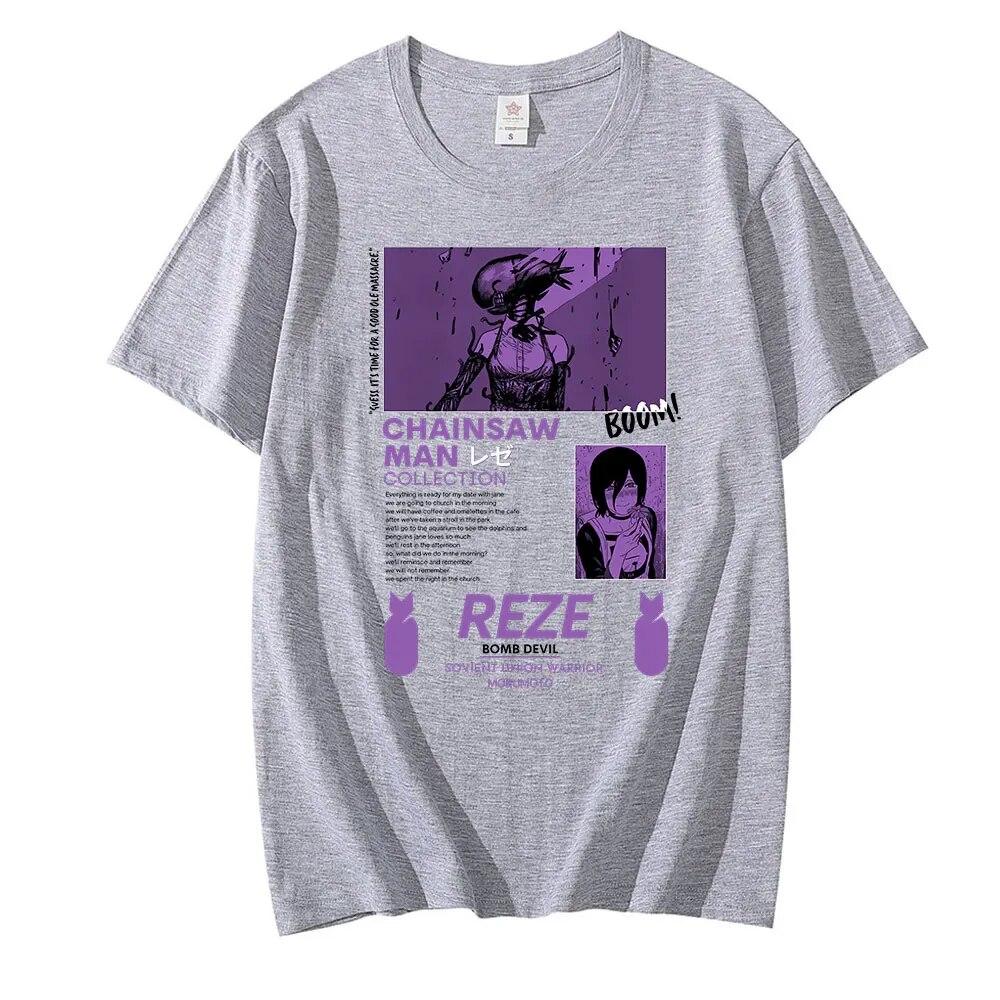 Tronçonneuse homme Reze japonais Anime T-shirt unisexe Manga graphique t-shirts drôle dessin animé Pochita Makima T-shirt unisexe hauts T-shirt unisexe