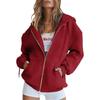 2025 Unisex Fleece Hooded Cardigan Sweatshirt - Solid Color Sports Top for Autumn/Winter